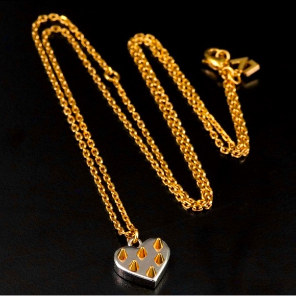 Louis Vuitton two tone spiked heart necklace EUC - Picture 1 of 9